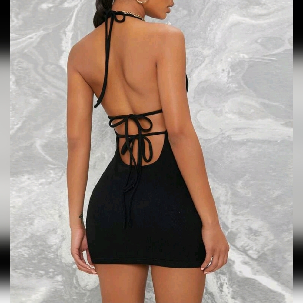 Cute bodycon halter mini dress